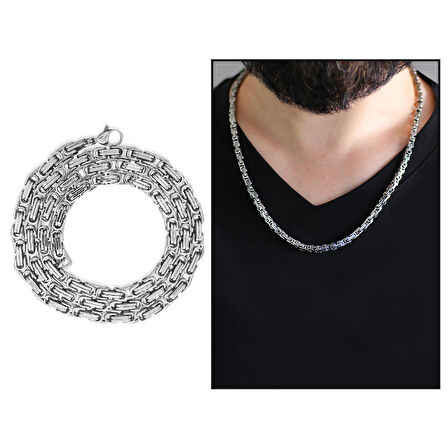 Silver Renk Kalınlık 5 mm 317L Çelik Kral Zincir