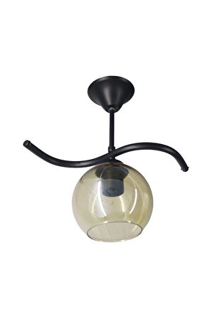 Fuji Siyah Tekli Bal Camlı Avize | Kaliteli Modern Metal Avize