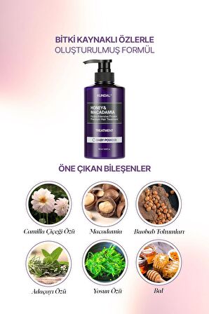 Protein Destekli Besleyici Saç Kremi Kundal Honey&Macadamia Protein Treatment 500ml (Baby Powder)