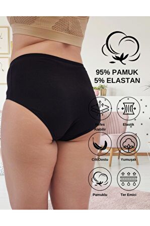 Kadın Büyük Beden Külot Full Brief (5XL, 6XL, 7XL) 5 Farklı Renk 1 Pakette