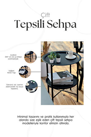 Katlanır Çift Tepsili Sehpa
