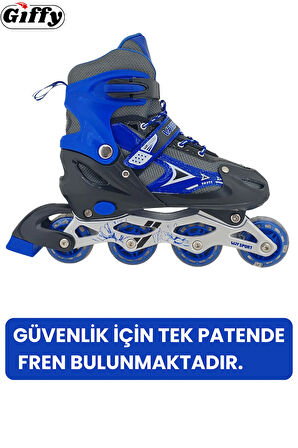 VR1 - Sport Metal Işıklı Ayarlanabilir Alıştırma Pateni 2+1+1 Uç Kısım Korumalı Slikon Teker