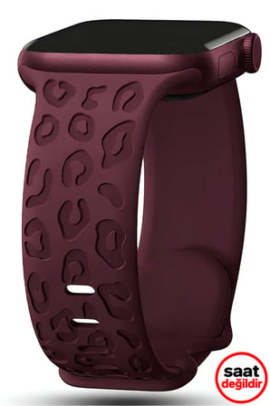 Apple Watch 12-11-10 42mm 5 6 7 8 9 Se Uyumlu 38 40 41 mm Leopar Desenli Silikon Kordon