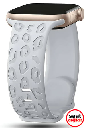 Apple Watch 12-11-10 42mm 5 6 7 8 9 Se Uyumlu 38 40 41 mm Leopar Desenli Silikon Kordon