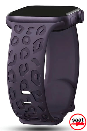 Apple Watch 12-11-10 42mm 5 6 7 8 9 Se Uyumlu 38 40 41 mm Leopar Desenli Silikon Kordon