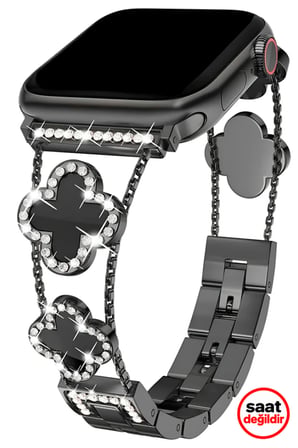 Apple Watch 11 10 42mm 6 7 8 9 10 11 Se Uyumlu 38 40 41mm Lüks Taşlı Çiçekli Şık Zarif Metal Kordon