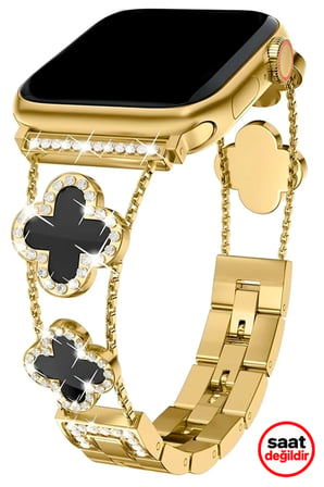 Apple Watch 11 10 42mm 6 7 8 9 10 11 Se Uyumlu 38 40 41mm Lüks Taşlı Çiçekli Şık Zarif Metal Kordon