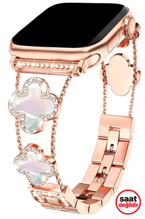 Apple Watch 11 10 42mm 6 7 8 9 10 11 Se Uyumlu 38 40 41mm Lüks Taşlı Çiçekli Şık Zarif Metal Kordon