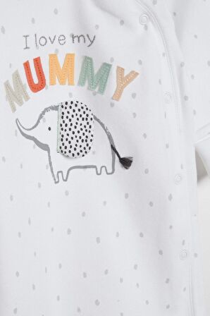 % 100 Pamuklu I Love Mummy Baskılı Tulum