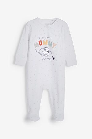 % 100 Pamuklu I Love Mummy Baskılı Tulum
