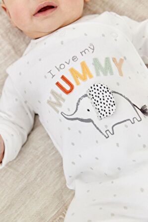 % 100 Pamuklu I Love Mummy Baskılı Tulum