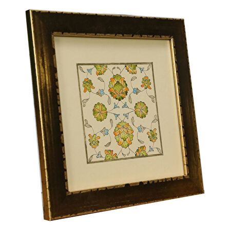 e38 EL İŞÇİLİĞİ ŞİKAF RENKLİ HALKAR TEZHİP TABLO 25 x 25 cm - 6039