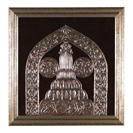 e38 EL İŞÇİLİĞİ HACIKILIÇ CAMİİ KAPISI ALİMİNYUM FOLYA KABARTMA TABLO 66 x 68 cm - 5933