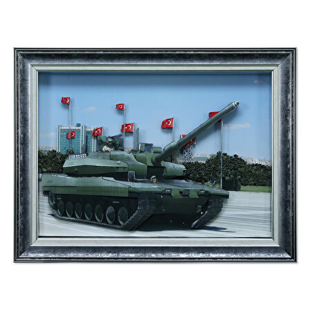 e38 EL İŞÇİLİĞİ KAĞIT RÖLYEF TABLO ALTAY TANK 82x62 cm - 6004