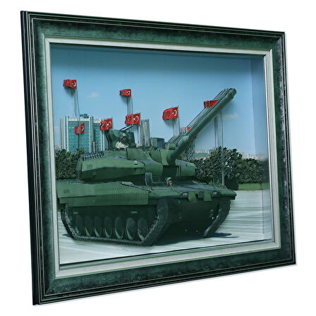 e38 EL İŞÇİLİĞİ KAĞIT RÖLYEF TABLO ALTAY TANK 82x62 cm - 6004