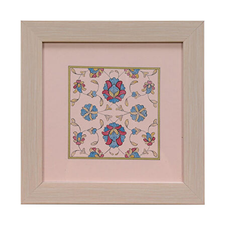 e38 EL İŞÇİLİĞİ ŞİKAF RENKLİ HALKAR TEZHİP TABLO 25 x 25 cm - 6036