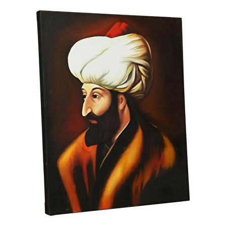 e38 EL İŞÇİLİĞİ  FATİH SULTAN MEHMET YAĞLI BOYA RESİM 60*50 cm  - 6127 