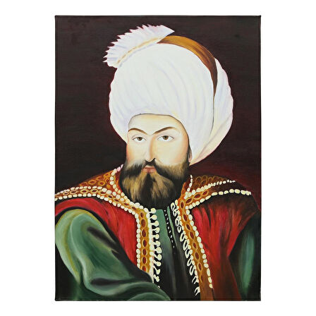 e38 EL İŞÇİLİĞİ  OSMAN GAZİ YAĞI BOYA RESİM 70*50 cm  - 6128