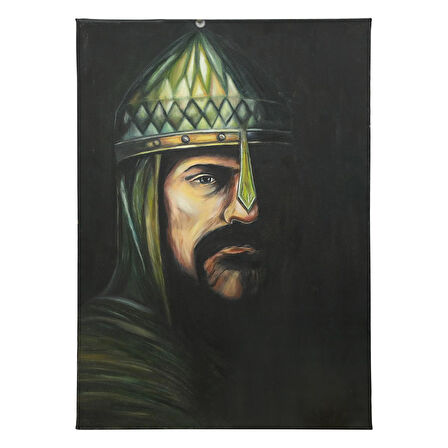 e38 EL İŞÇİLİĞİ  SULTAN ALPARSLAN YAĞI BOYA RESİM 70*50 cm  - 6129