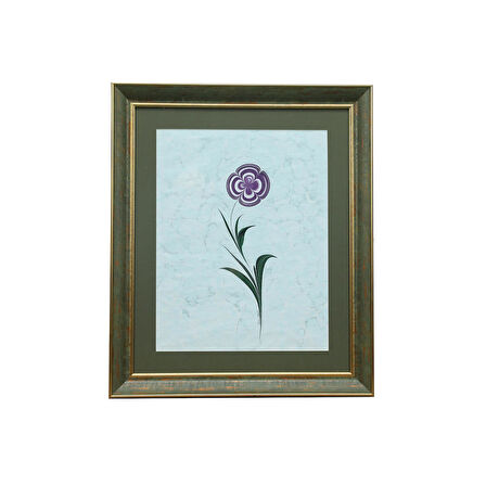 e38 EL İŞÇİLİĞİ YONCA YAPRAĞI EBRU TABLO 50x43  cm - 6231