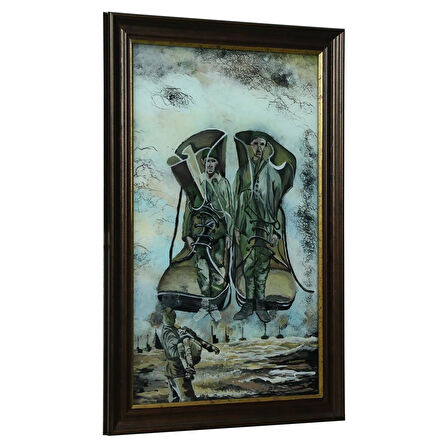 e38 EL İŞÇİLİĞİ  CAM BOYAMA TABLO 37x57 CM - 6328