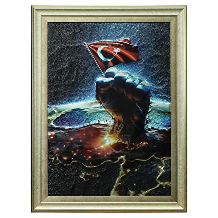 e38 EL İŞÇİLİĞİ  ALİMİNYUM KABARTMA TABLO 62x82 CM - 6353