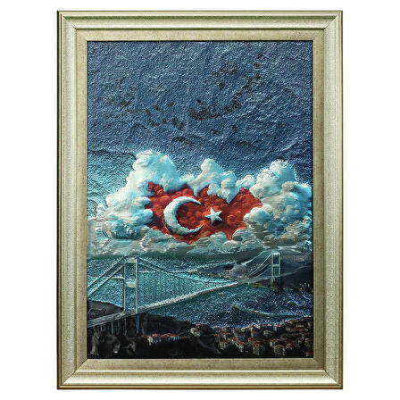 e38 EL İŞÇİLİĞİ  ALİMİNYUM KABARTMA TABLO 62x82 CM - 6355