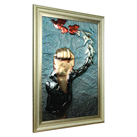 e38 EL İŞÇİLİĞİ  ALİMİNYUM KABARTMA TABLO 62x82 CM - 6356