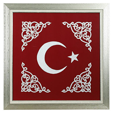 e38 EL İŞÇİLİĞİ  APLİKE TEKNİĞİ ZİNCİR İŞİ TABLO 77x77 CM - 6368