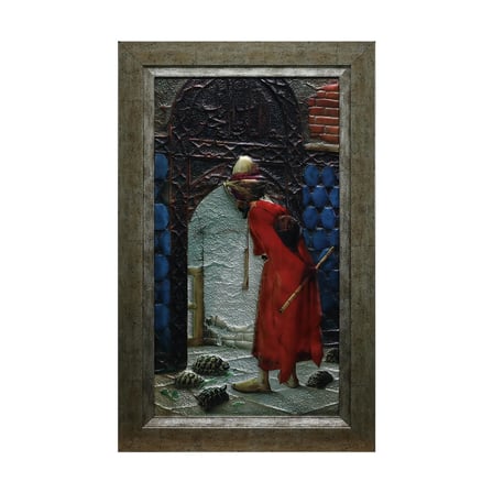 e38 EL İŞÇİLİĞİ KAPLUMBAĞA TERBİYECİSİ ALİMİNYUM KABARTMA TABLO 48*72 CM - 6612