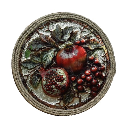 e38 EL İŞÇİLİĞİ FOLYO KABARTMA NAR TABLO 35*35 CM - 6619