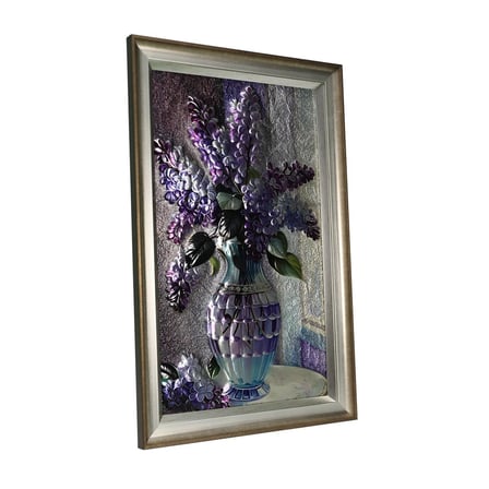 e38 EL İŞÇİLİĞİ VAZOLU ÇİÇEK ALÜMİNYUM KABARTMA TABLO 78*50CM - 6648