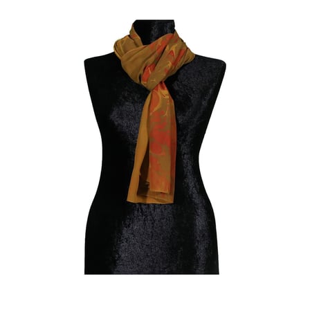 e38 EL İŞÇİLİĞİ KADIN RENKLİ EBRU FULAR 175*35 cm-6713