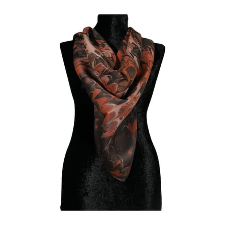 e38 EL İŞÇİLİĞİ KADIN RENKLİ EBRU EŞARP 94*94 cm - 6718