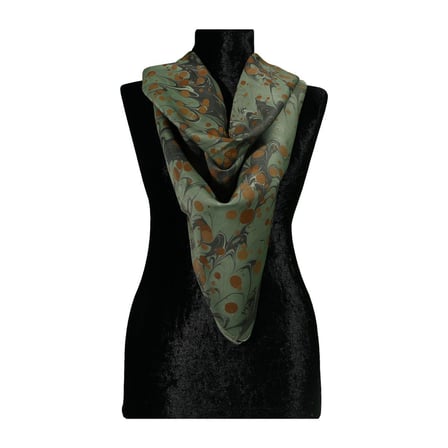 e38 EL İŞÇİLİĞİ KADIN RENKLİ EBRU EŞARP 94*94 cm - 6723