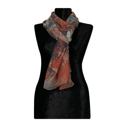 e38 EL İŞÇİLİĞİ KADIN RENKLİ EBRU ŞAL 175*70 cm -6733
