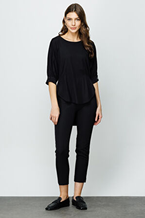 Asimetrik Geniş Yaka Tunik-Siyah | M