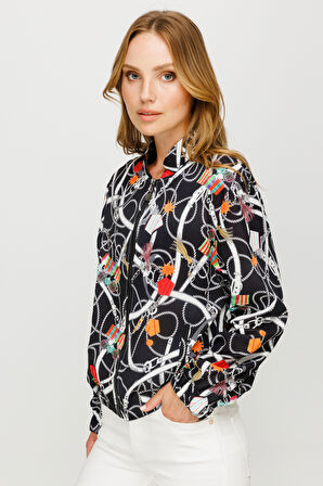 Desenli Bomber Mont-Prato Siyah | L