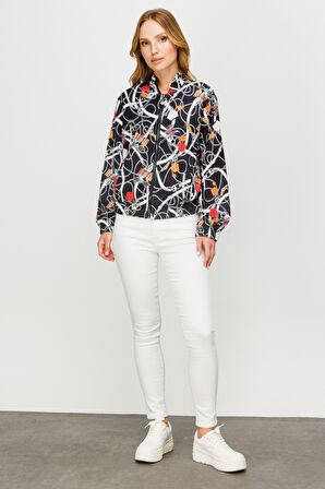 Desenli Bomber Mont-Prato Siyah | L