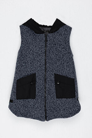 ON FASHION KAPŞONLU FERMUARLI KEÇE YELEK