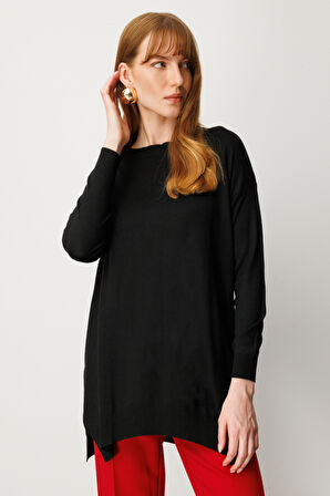 On Kadın Salaş Verev Tunik 65316 Siyah