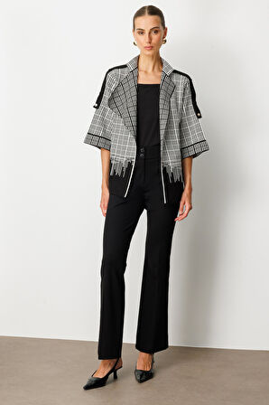 On Kadın Truvakar Kol Beli Kuşaklı Triko Hırka 65903 Siyah