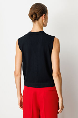 On Kadın V Yaka Triko Yelek 65925 Siyah