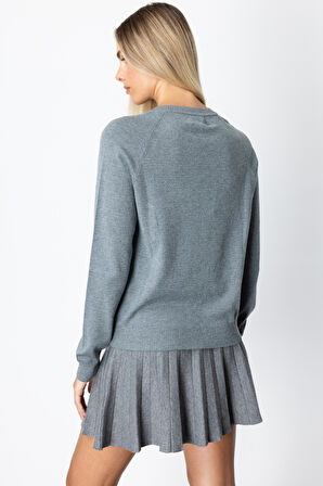 On Kadın Renkli Düğmeli Sıfır Yaka Triko Hırka 65921 Gri