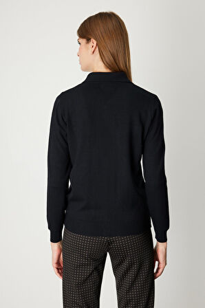 On Kadın Taş Şeritli Triko Hırka 65922 Siyah