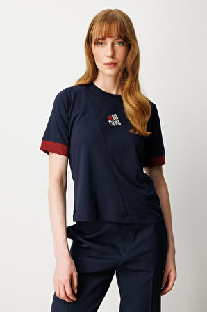 On Kadın Önü Taşlı Sıfır Yaka Bluz 61331 Laci-Bordo