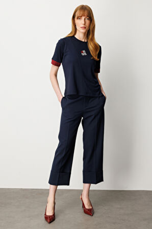 On Kadın Önü Taşlı Sıfır Yaka Bluz 61331 Laci-Bordo