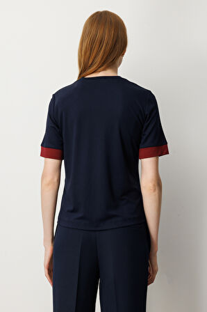 On Kadın Önü Taşlı Sıfır Yaka Bluz 61331 Laci-Bordo