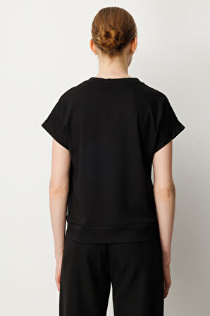 On Kadın Önü Verev Sıfır Yaka Bluz 61584 Siyah