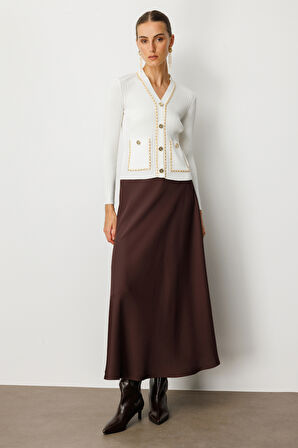 On Kadın Zincirli Fitilli Hırka 60951 Ekru